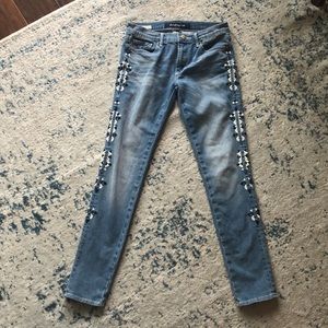 Embroidered blue jeans